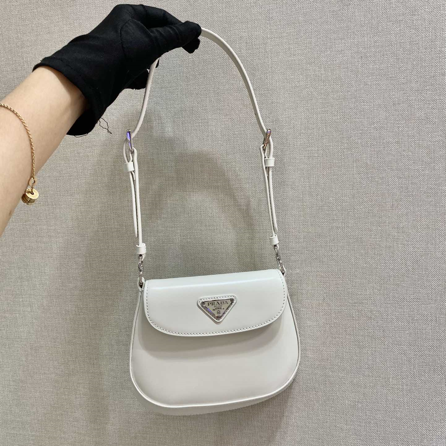 Prada 1BH188 Cleo brushed Leather Shoulder Bags Size 17*14.5*3cm