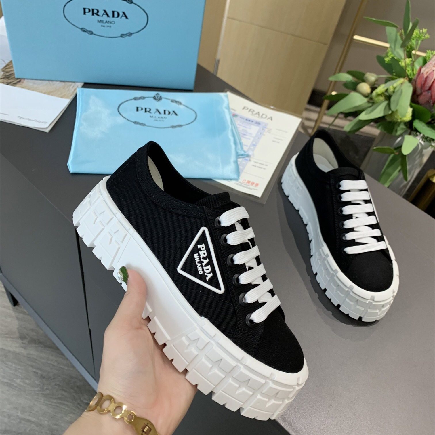 Prada 2024 New Double Wheel Re-Nylon gabardine Sneaker Size 36-41