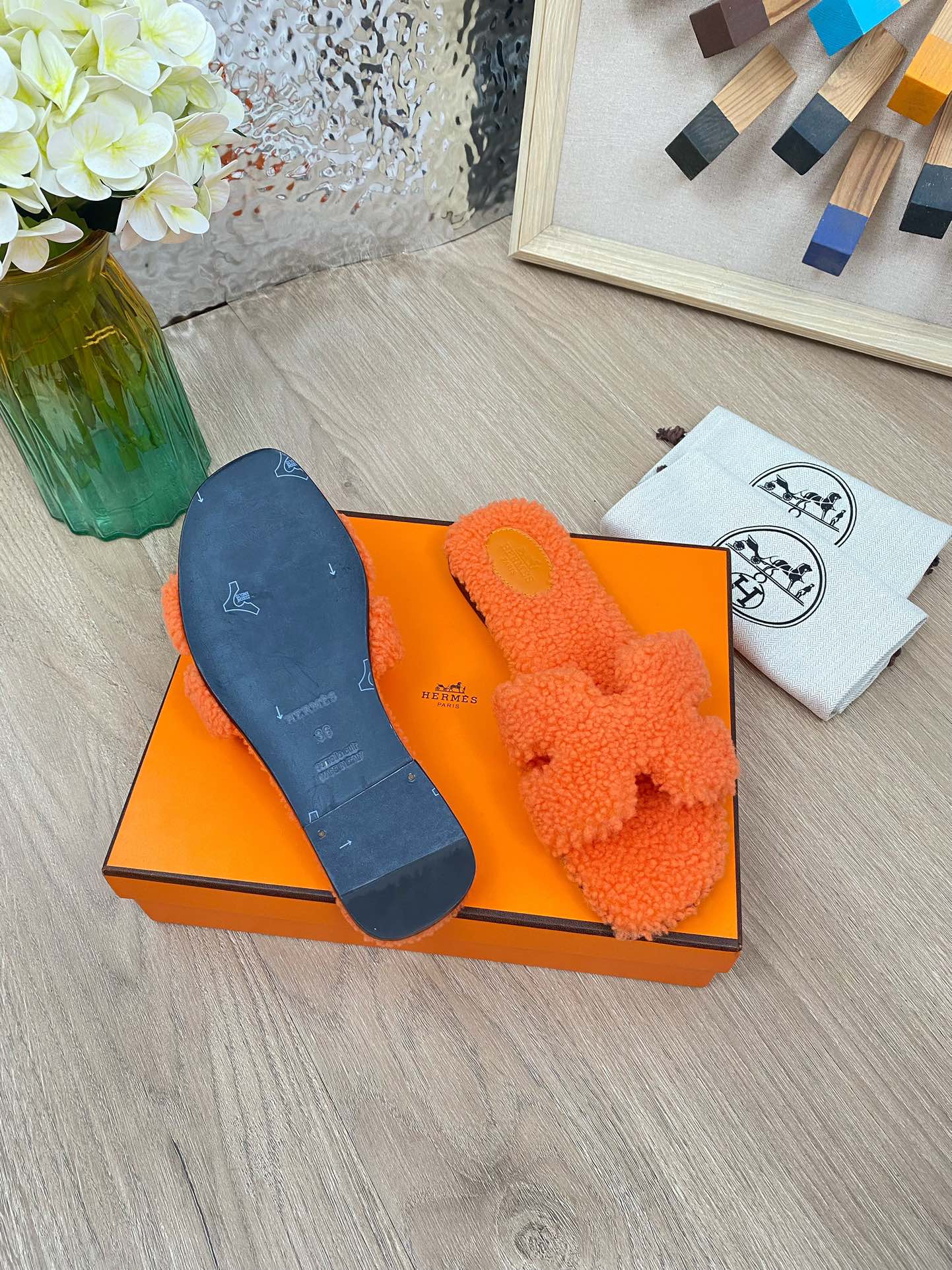 Hermes 23fw Women Winter Slippers Size 36-40
