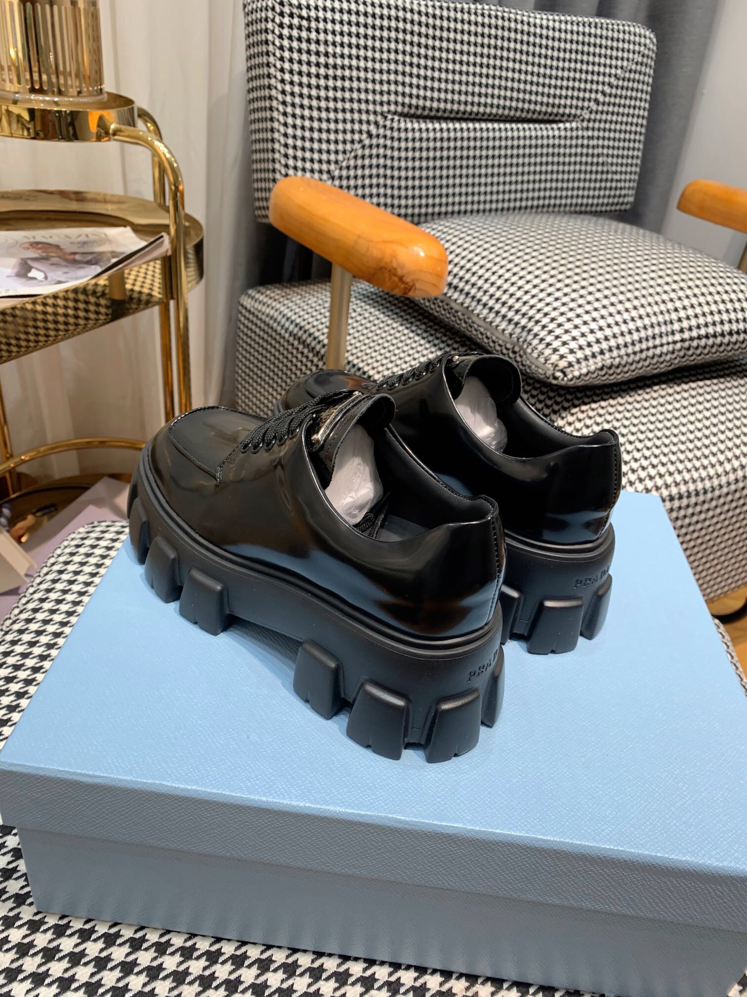 Prada Monolith brushed leather lace-up Shoes Loafers Size 36-41