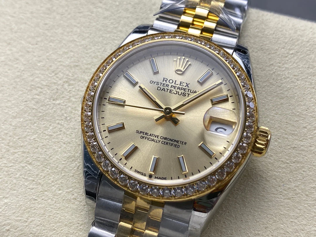 Datejust 31mm Yellow Gold Steel Diamond Bezel Champagne Dial