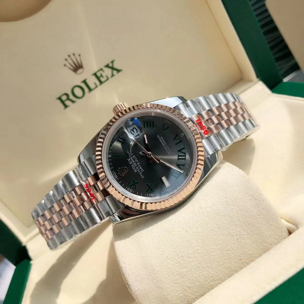 Rolex 25 Datejust 36mm Silver Pink Gold Black
