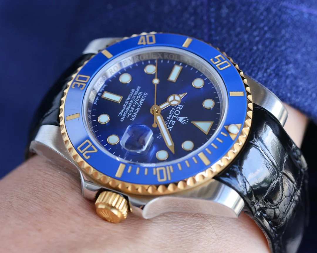 SUBMARINER DATE 40 STEEL CASE GOLD BLUE CERAMIC LEATHER