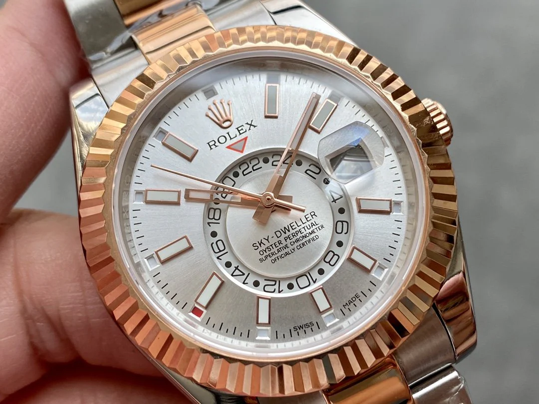 SKY-DWELLER TWO-TONE 42 ROSE GOLD BEZEL GREY DIAL