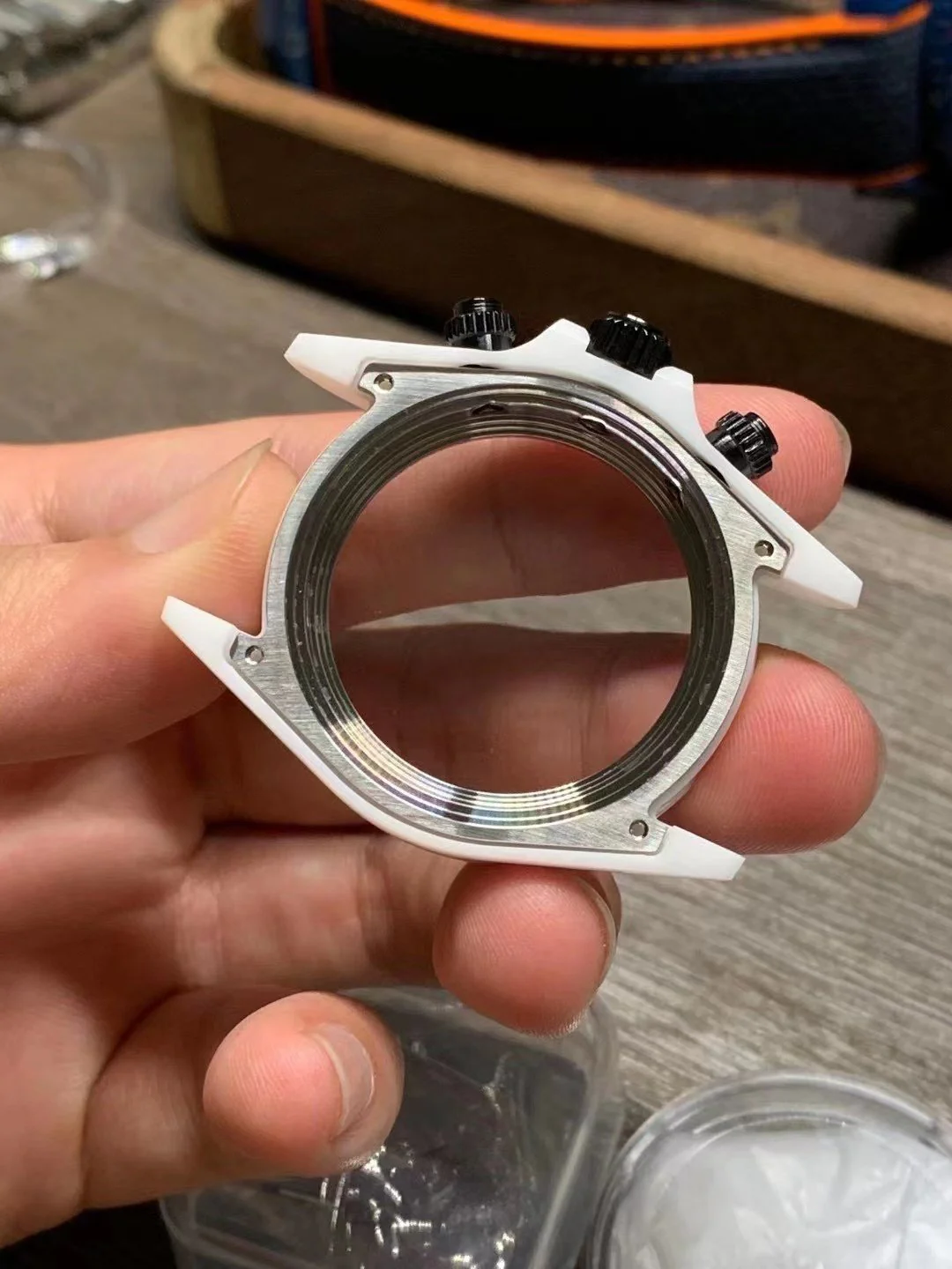 DAYTONA CUSTOM AET 40MM CUSTOM WHITE CERAMIC BLACK WHITE DIAL