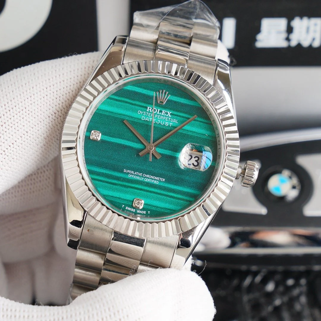 DATEJUST 41 STAINLESS STEEL CUSTOM BLUE EMERALD DIAL