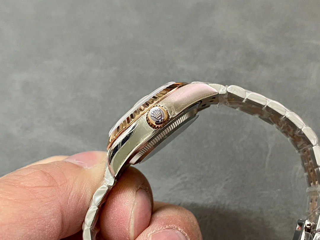 DATEJUST 28MM PINK GOLD STEEL CHOCOLATE DIAL