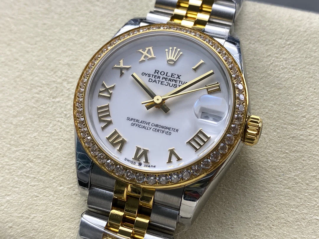 Datejust 31mm Yellow Gold Steel Diamond Bezel White Dial