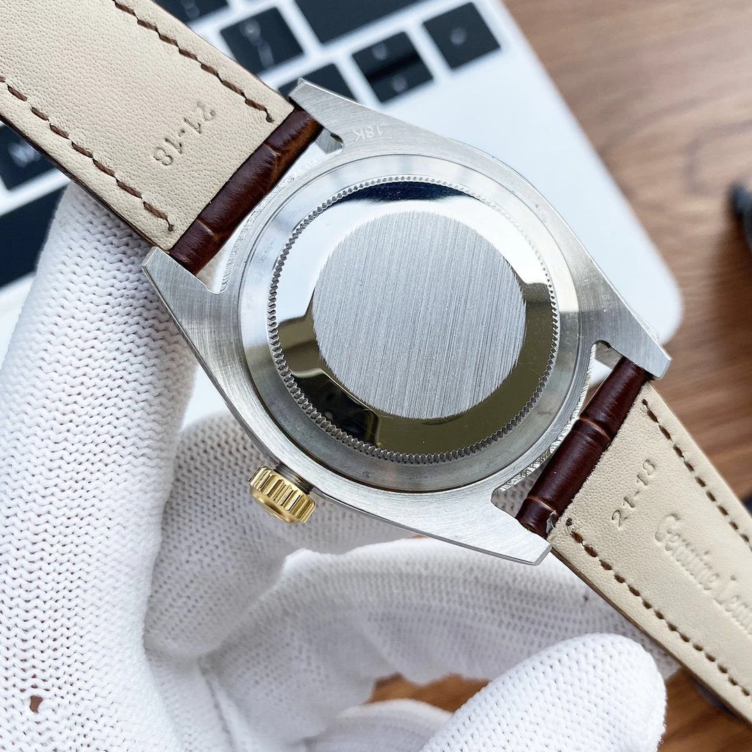 DATEJUST 41 STAINLESS STEEL DIAMOND NUMERALS LEATHER STRAP