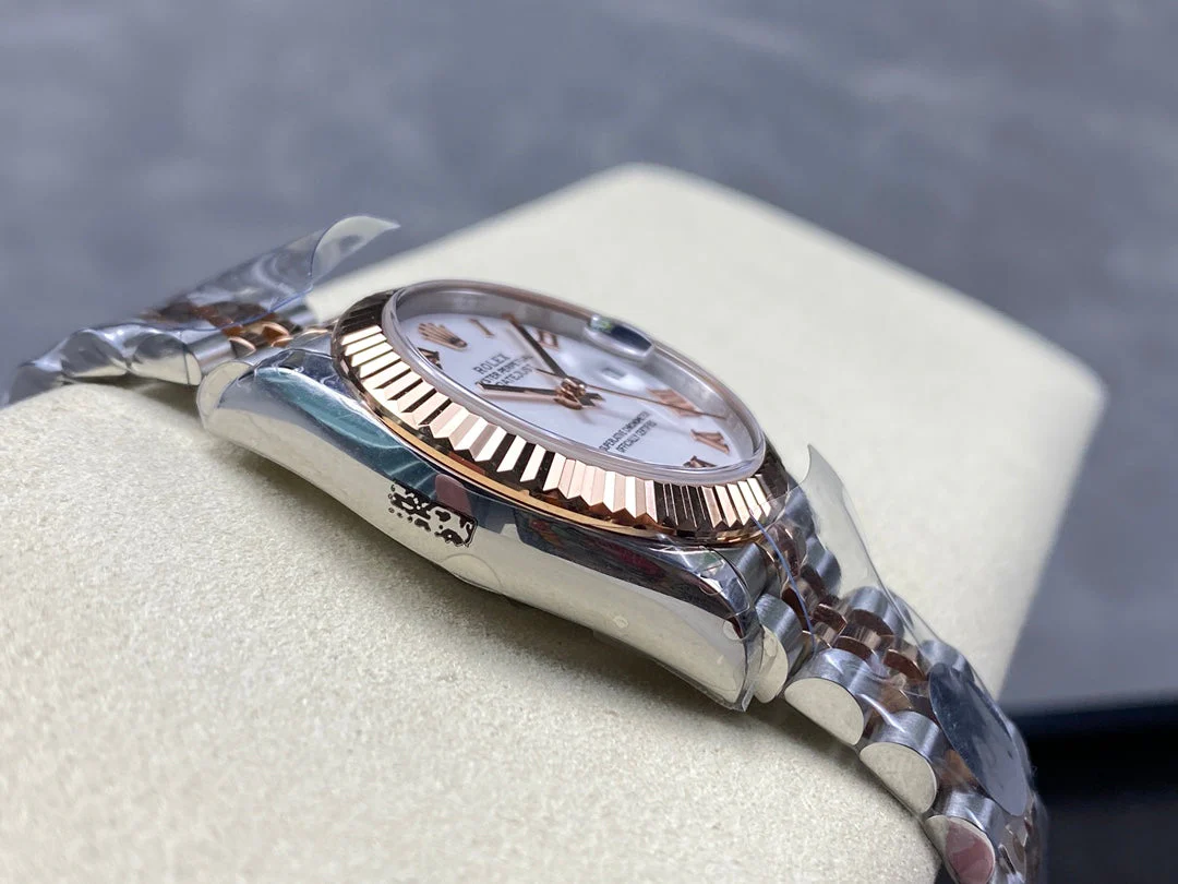 Datejust 31mm Pink Gold Steel White Dial