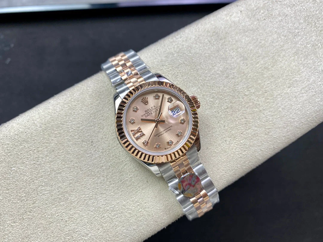 DATEJUST 28 TWO-TONE PINK GOLD STEEL