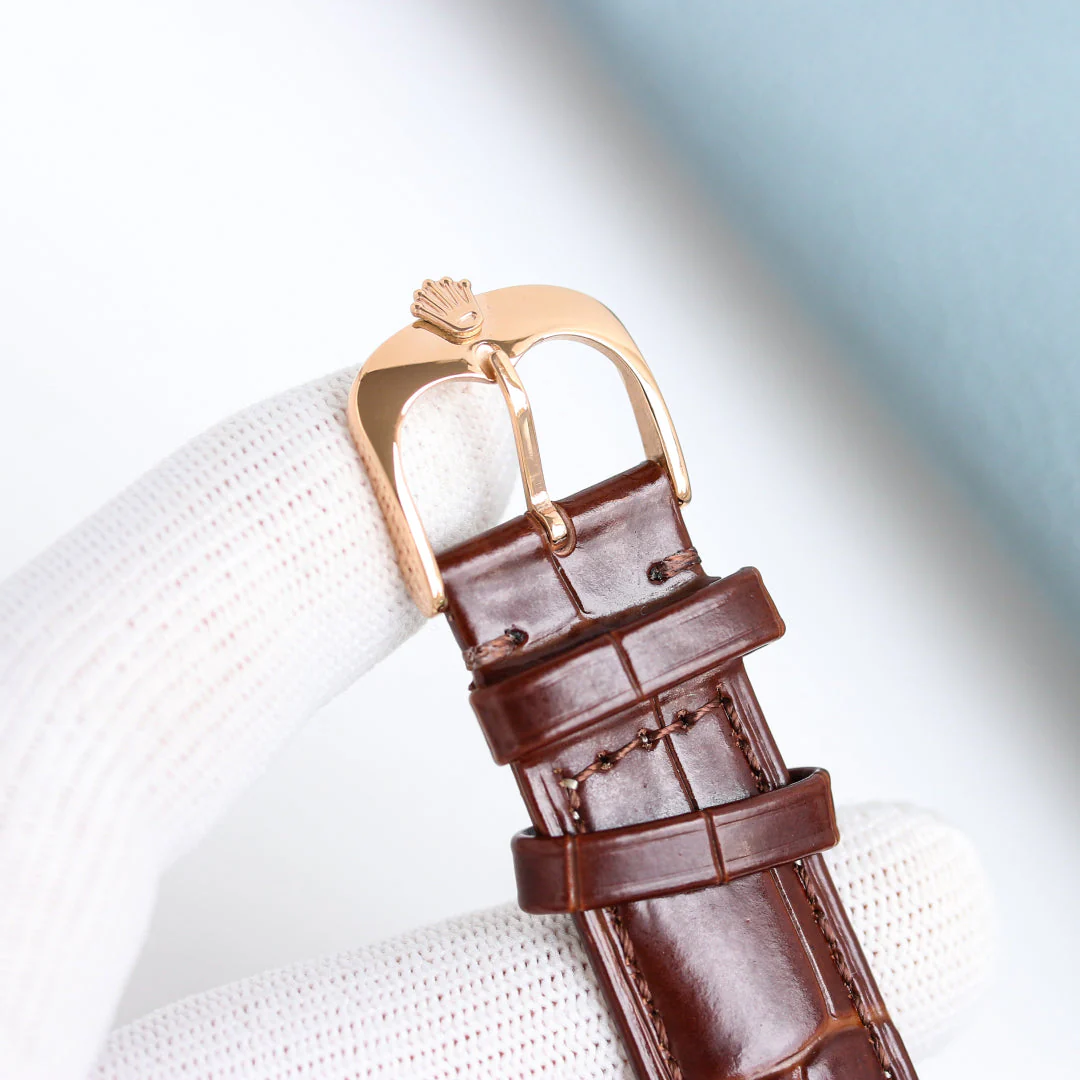 Rolex Datejust 40mm Silver Pink Gold Leather