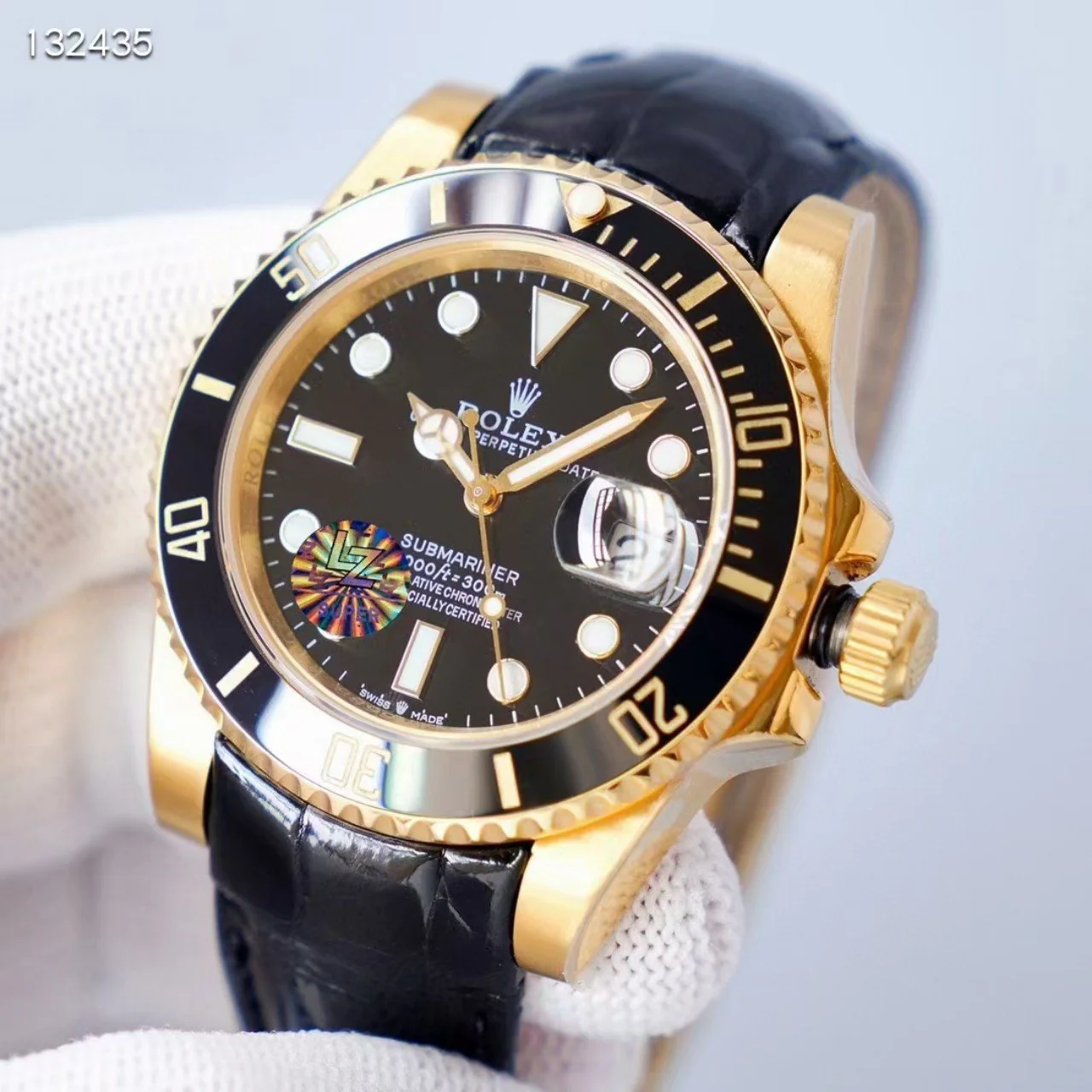 SUBMARINER DATE 41 GOLD CASE LEATHER STRAP
