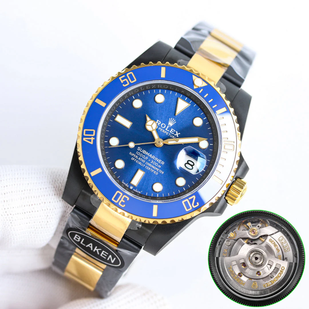 Rolex Blaken Submariner 40mm Black Gold Blue Dial