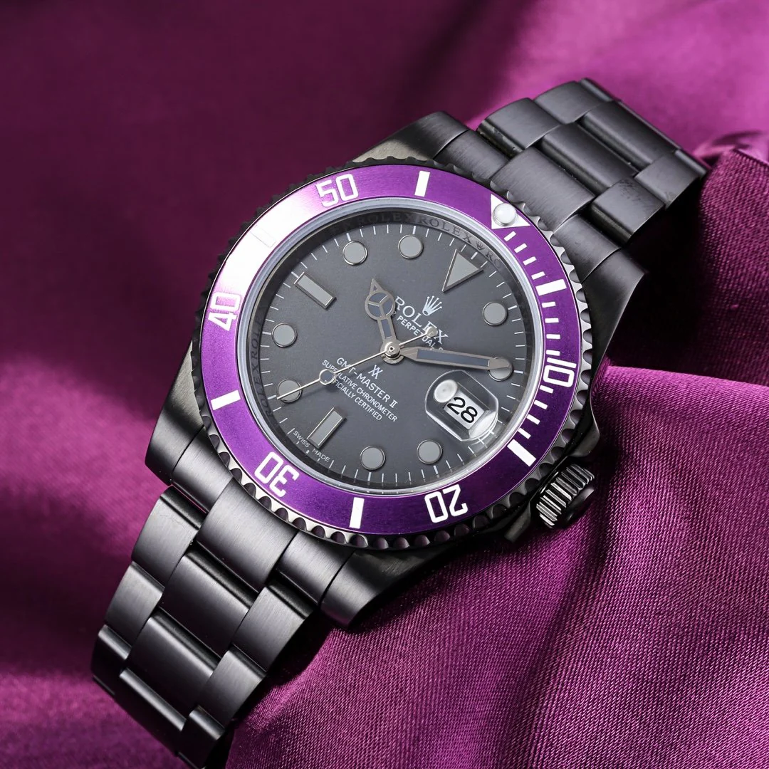 GMT - MASTER II CUSTOM BLACK CASE PURPLE BEZEL