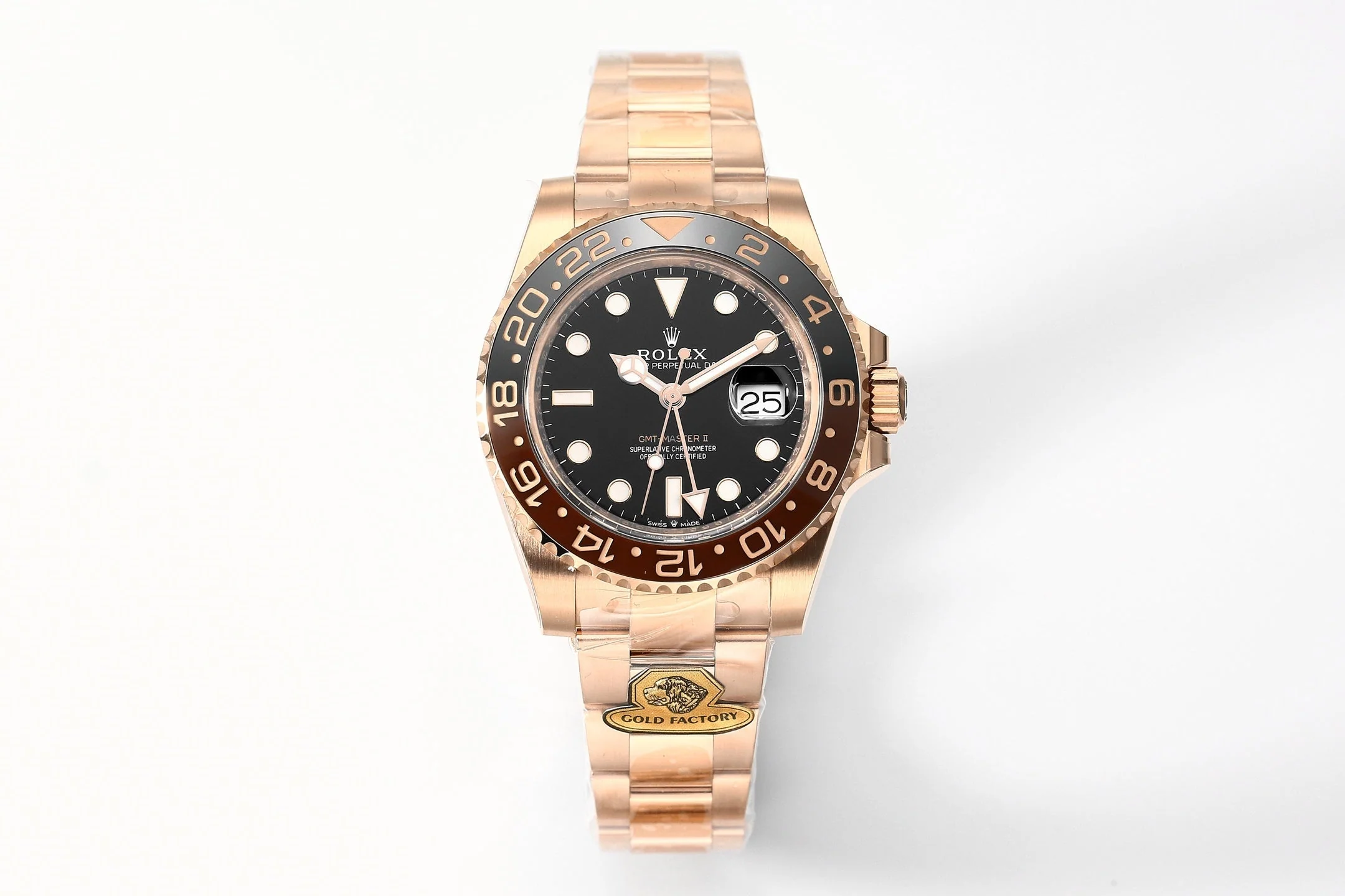 Rolex 25 GMT- Master 40mm Pink Gold Black Dial