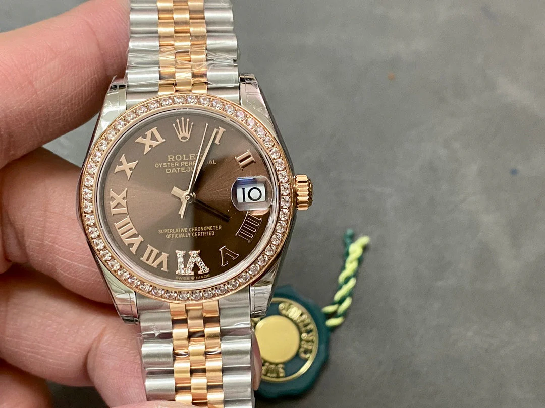 DATEJUST 31MM PINK GOLD STEEL CHOCOLATE DIAL