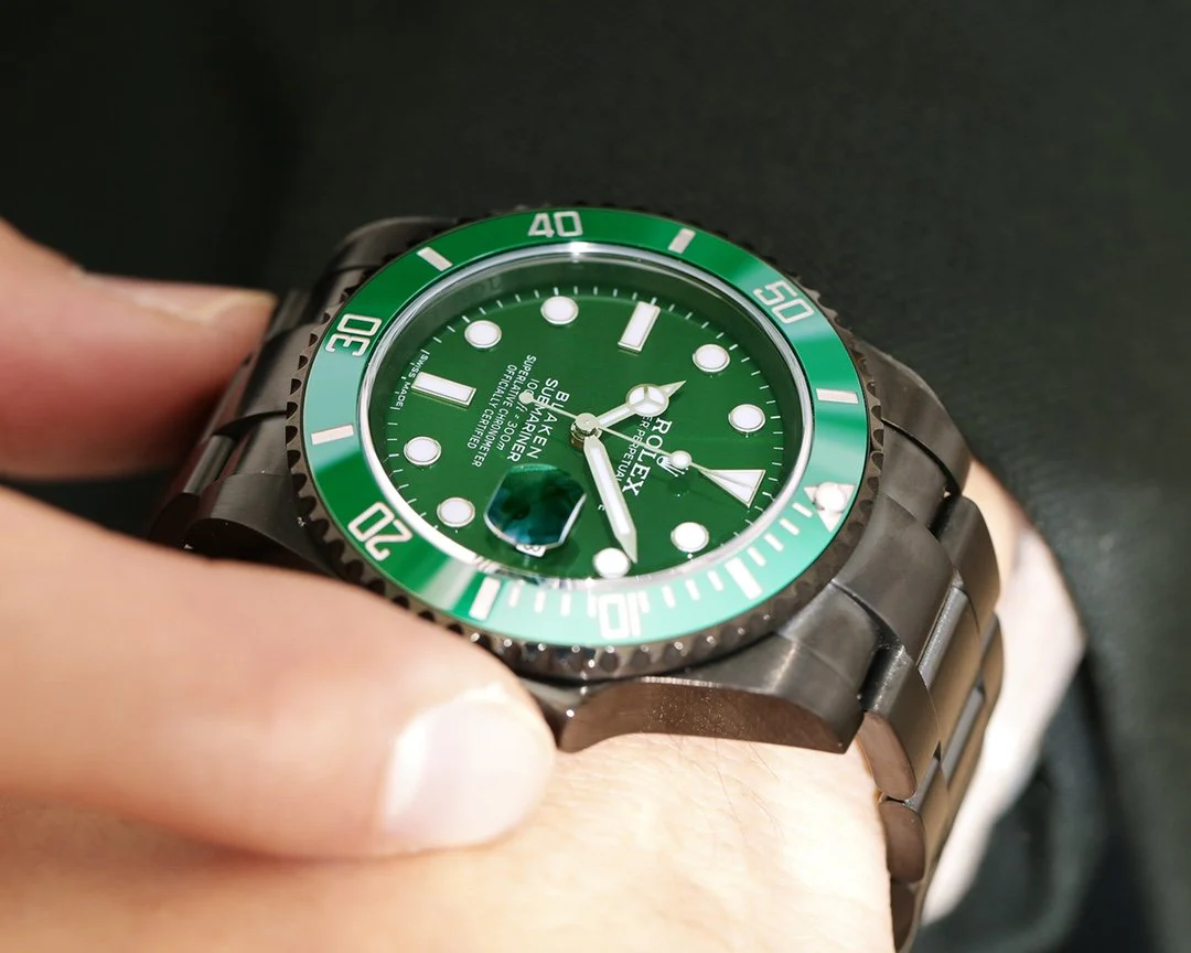 SUBMARINER 40MM CUSTOM ALL BLACK GREEN BEZEL
