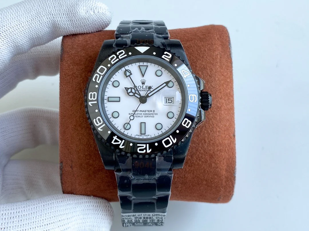 GMT-MASTER II CUSTOM ALL BLACK BEZEL WHITE DIAL