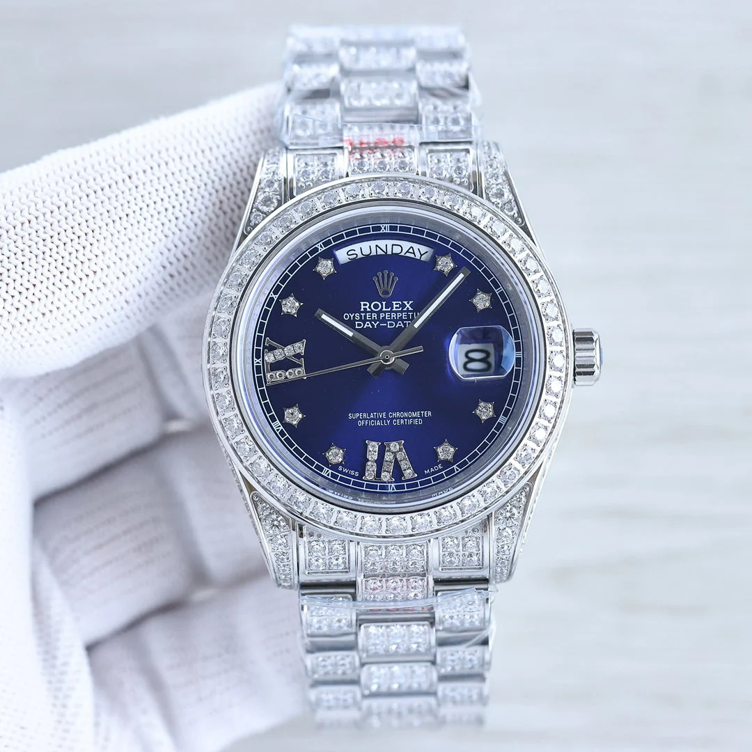 DAY-DATE 41 SILVER CUSTOM ALL DIAMOND