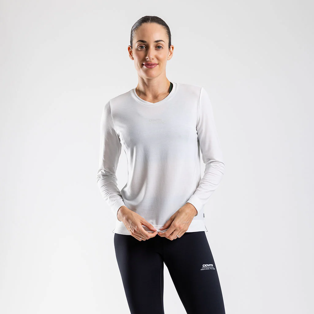 Women's Core Casual Long Sleeve T Shirt (White)