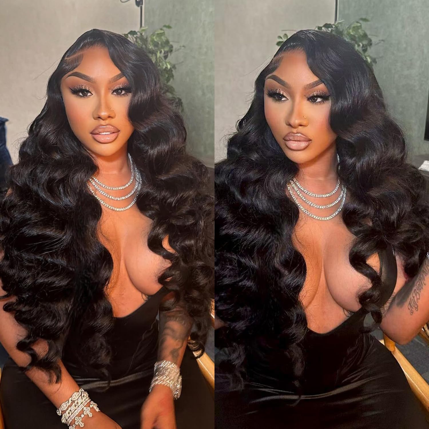 13x4 body wavy lace front wig, real hair, pre-plucked 180 density HD transparent lace front wig, human hair, suitable for women, glue-free wig, real hair, includes baby hair