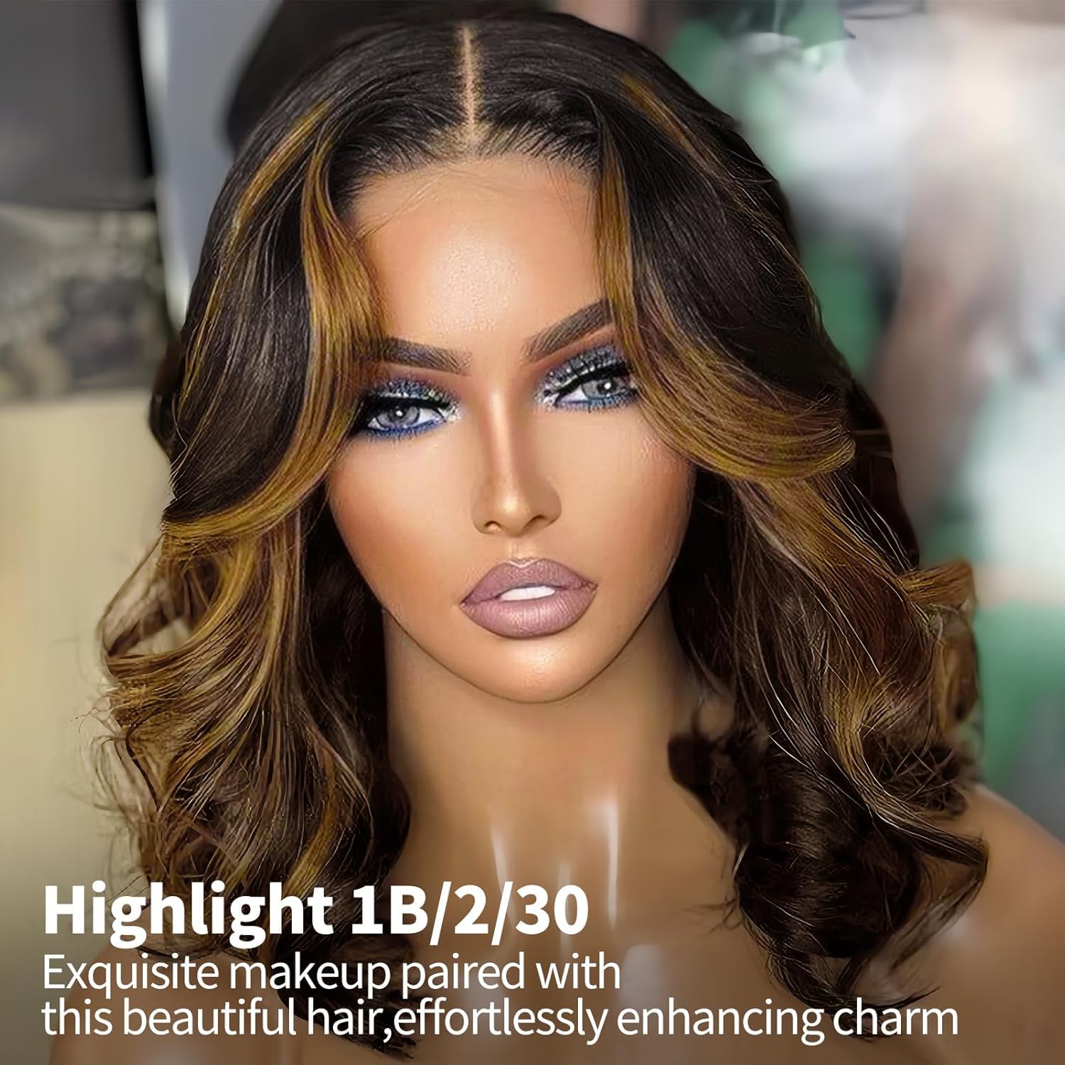 Tinashe Wear and Go Glue-Free Bob Wig, Real Hair 5x6 HD, Lace Closed Wig, Pre-Removed Body Wave Lace Front Wig, Short Real Hair Wig, Suitable for Black Women (Goose Body Bob Wig P1B/2/30, 14 inches)