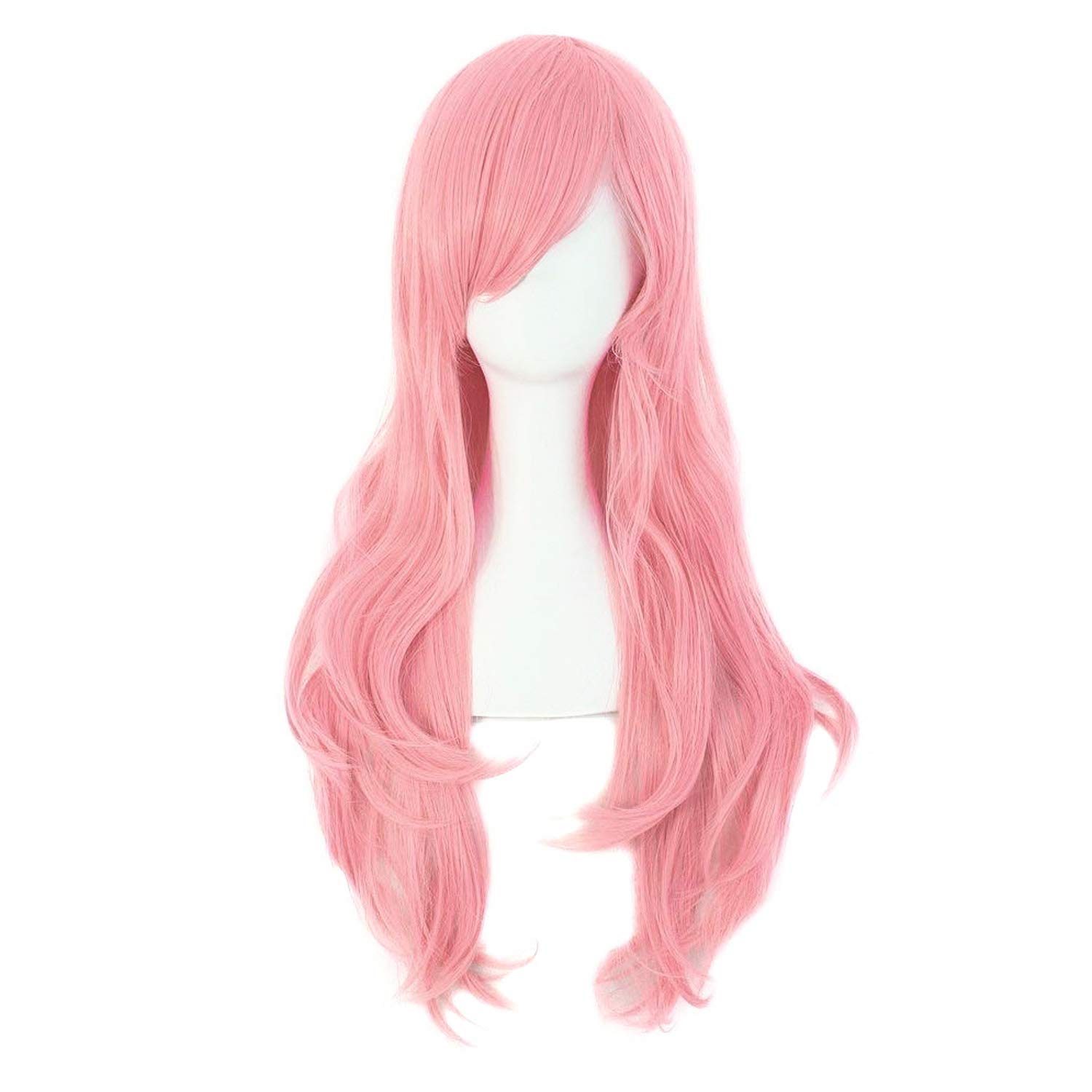 MapofBeauty 28-inch (70cm) Long Curly Hair Cosplay Wig (Pink)
