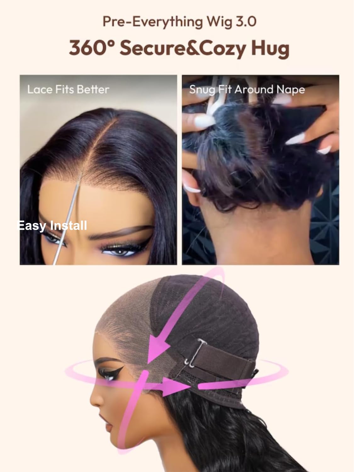 UNICE Bye Bye Bye Knots Wavy Wig 7x5 Pre-cut HD Front Lace Wig with Real Hair and Elastic Drawstring Balayage Brown Glue-free Wig Pre-pulled Bleached Knots Natural Hairline 150% Density 18 inches