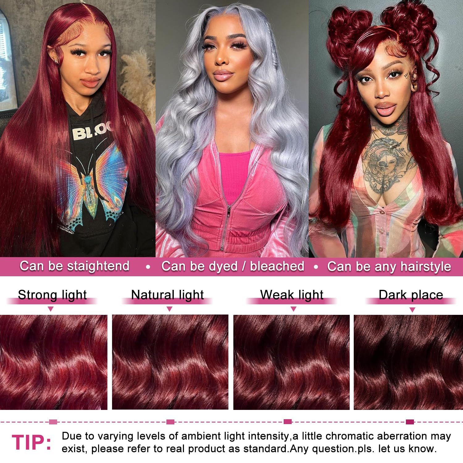28-inch 99J Burgundy Lace Front Wig, Real Hair 13x6 HD Transparent Body Wavy Lace Front Wig, Pre-Pulled 99J, Burgundy Red Wine Glue-Free Real Hair Wig for Women