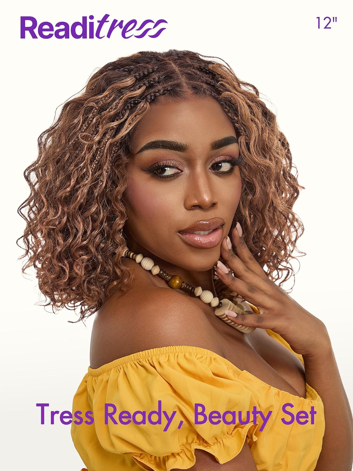 LUVME HAIR Bohemian Style Braided Deep Curly Hair 5x5 Closed Lace, with Braided Bob 10 inch (approx. 30.8 cm) Human Hair Wig, Glue-Free Lace Front 12 inch (approx. 30.8 cm), Pre-cut High-Definition Lace Short Wig, Gradient Brown Glossy Color