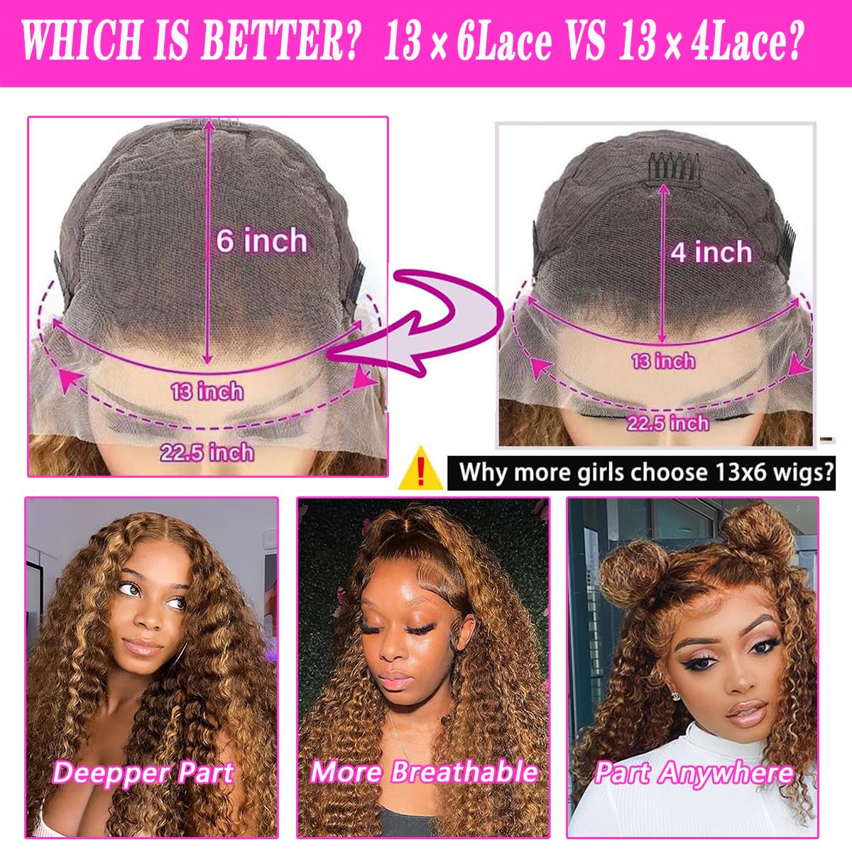 30-inch (approx. 30 cm) honey blonde high-gloss gradient lace front wig, 200% density 13x6 HD lace front wig, real hair deep wave curl lace front wig, pre-harvested baby hair.