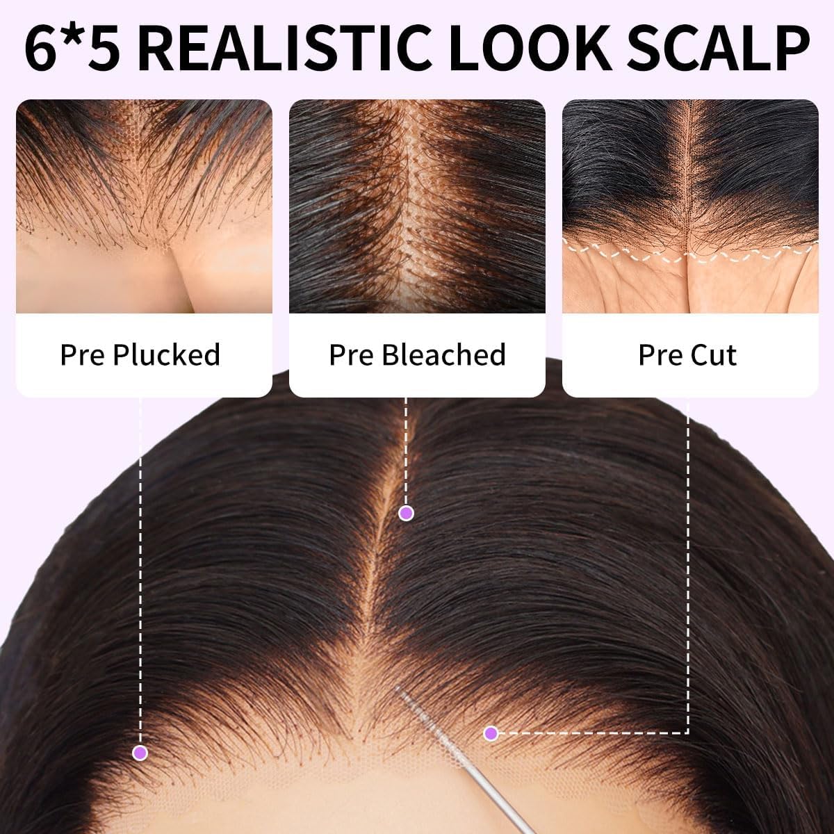 Tinashe Wear and Go Glue-Free Bob Wig, Real Hair 5x6 HD, Lace Closed Wig, Pre-Removed Body Wave Lace Front Wig, Short Real Hair Wig, Suitable for Black Women (Goose Body Bob Wig P1B/2/30, 14 inches)