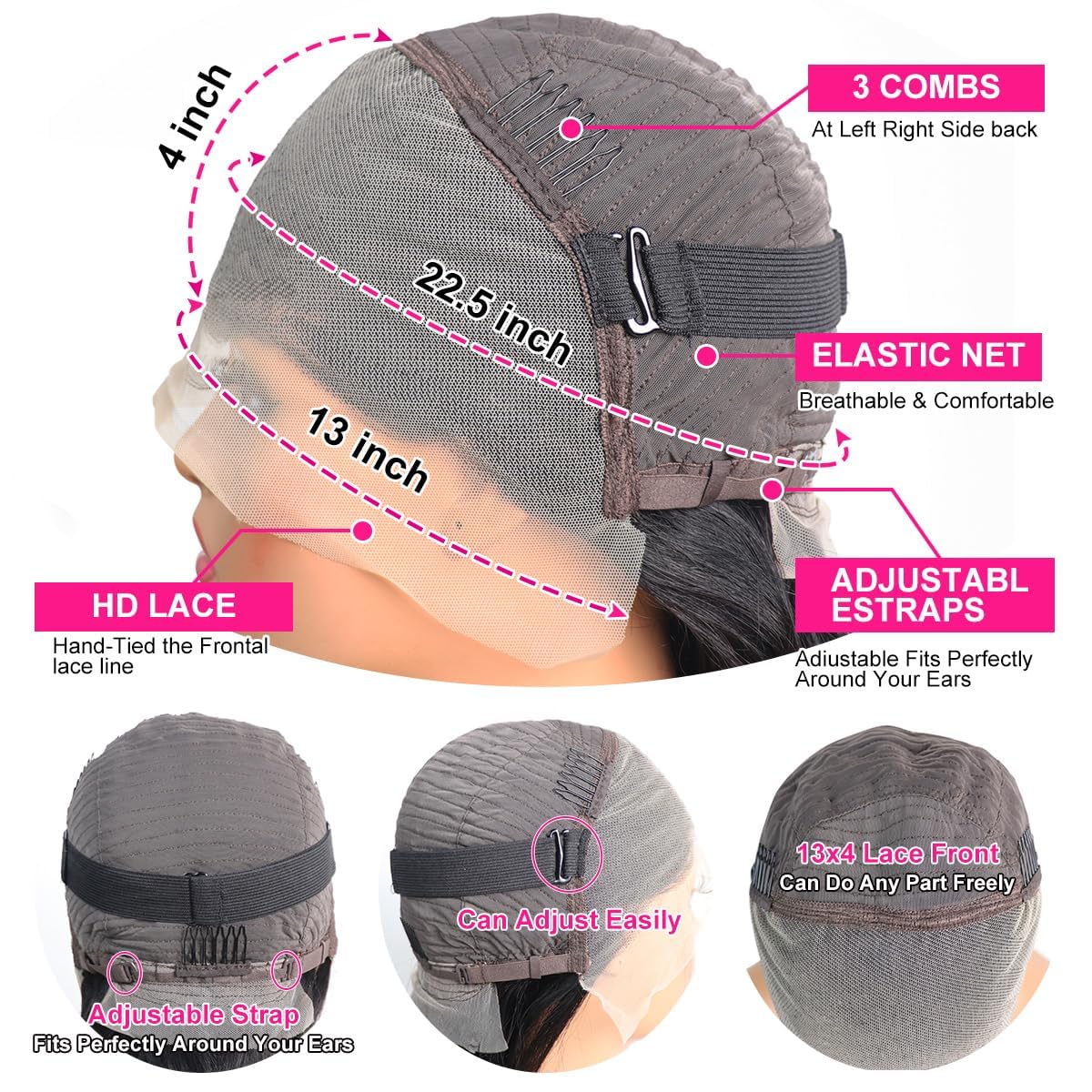 Rozilo Aomllute 30-inch (approx. 30 cm) Deep Wavy Lace Front Wig, Real Hair Density 200, Density 13x4, High-Definition Lace Front Wig, Real Hair, Pre-Pulled Deep Curl, Glue-Free Wig, Women's Real Hair, Natural Black