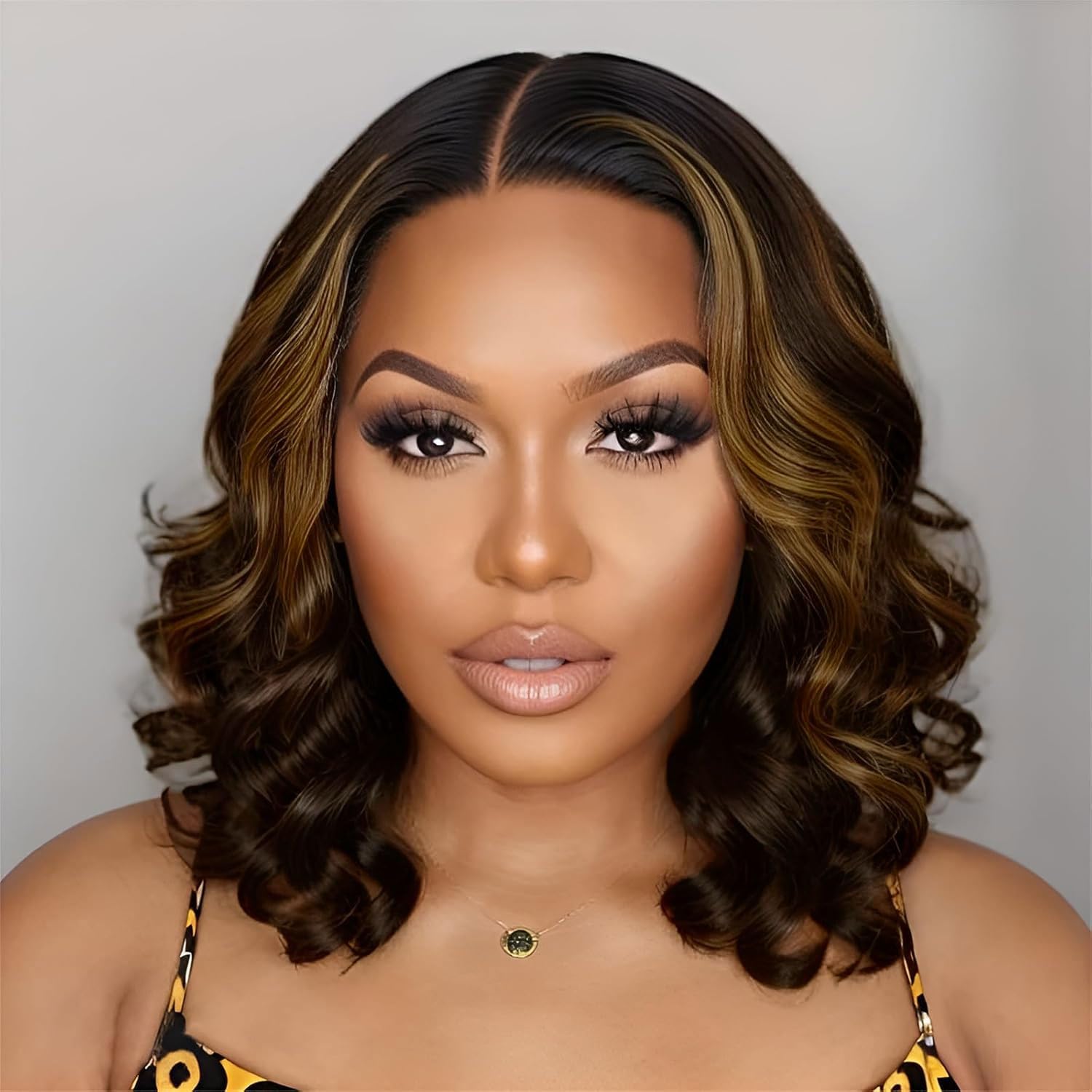 Tinashe Wear and Go Glue-Free Bob Wig, Real Hair 5x6 HD, Lace Closed Wig, Pre-Removed Body Wave Lace Front Wig, Short Real Hair Wig, Suitable for Black Women (Goose Body Bob Wig P1B/2/30, 14 inches)