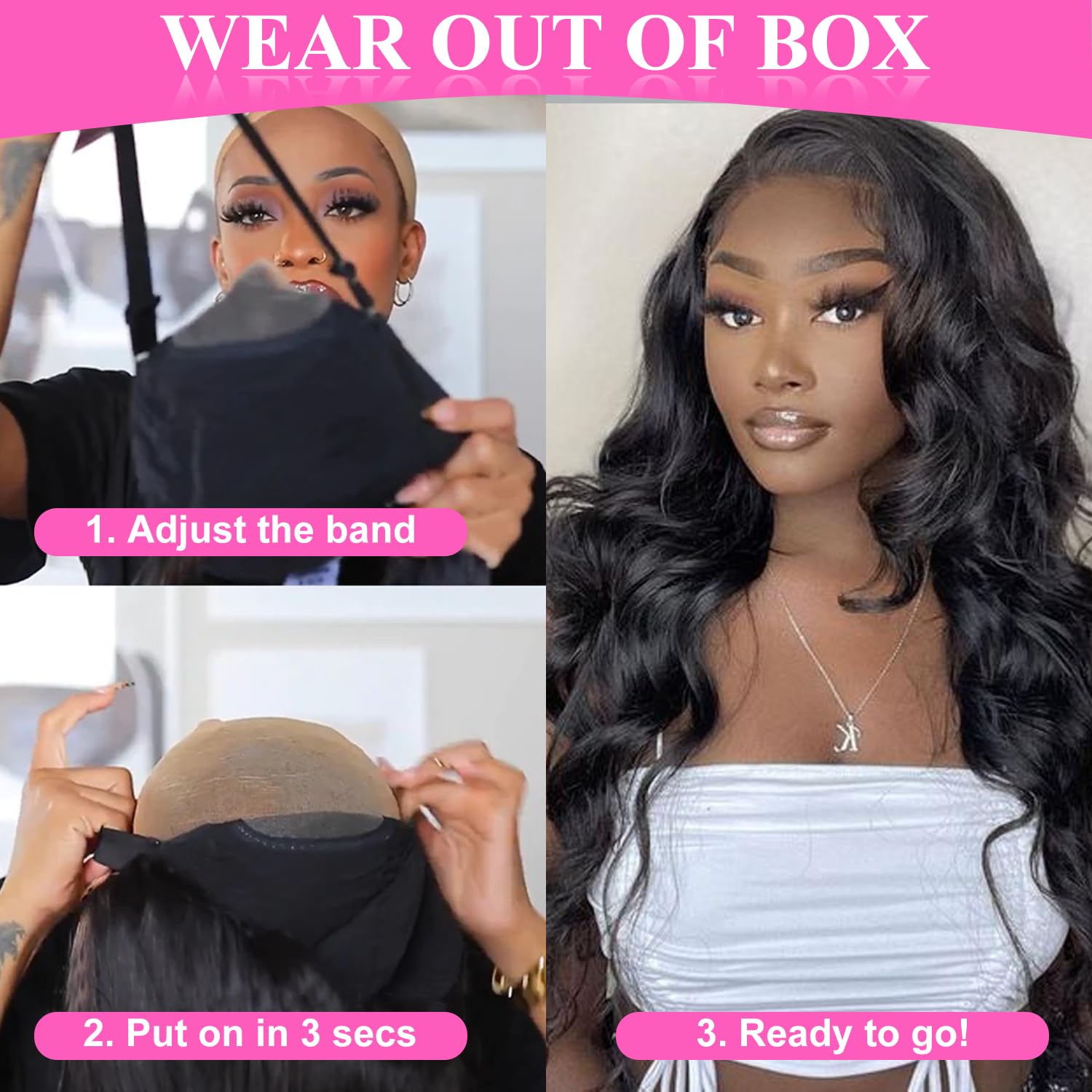 13x4 body wavy lace front wig, real hair, pre-plucked 180 density HD transparent lace front wig, human hair, suitable for women, glue-free wig, real hair, includes baby hair