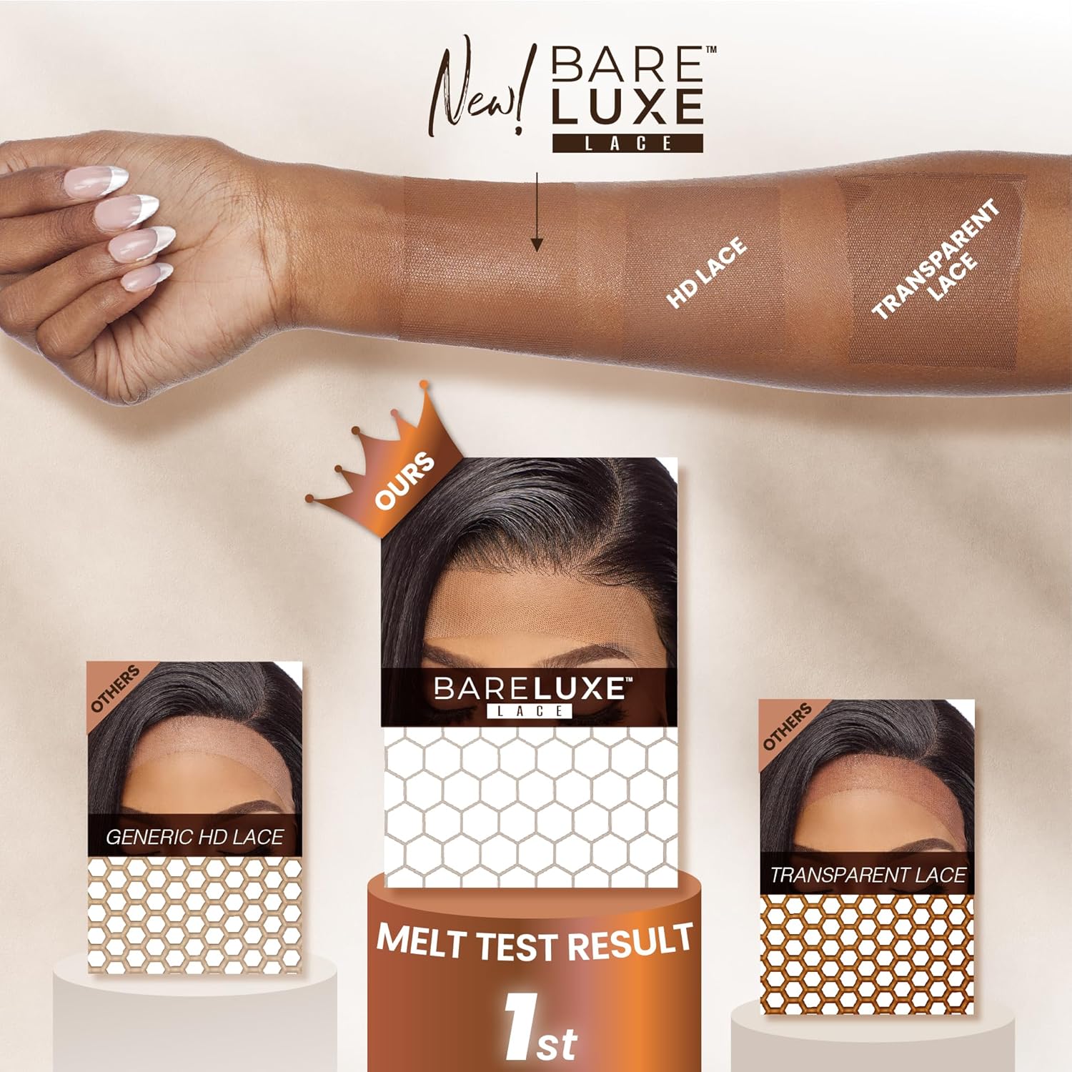 Sensationnel Bare Lace 13x6 Wig - Unit 3, Glue-free Synthetic Lace, 180-degree Pre-pulled Hairline (LIGHTASHBROWN)