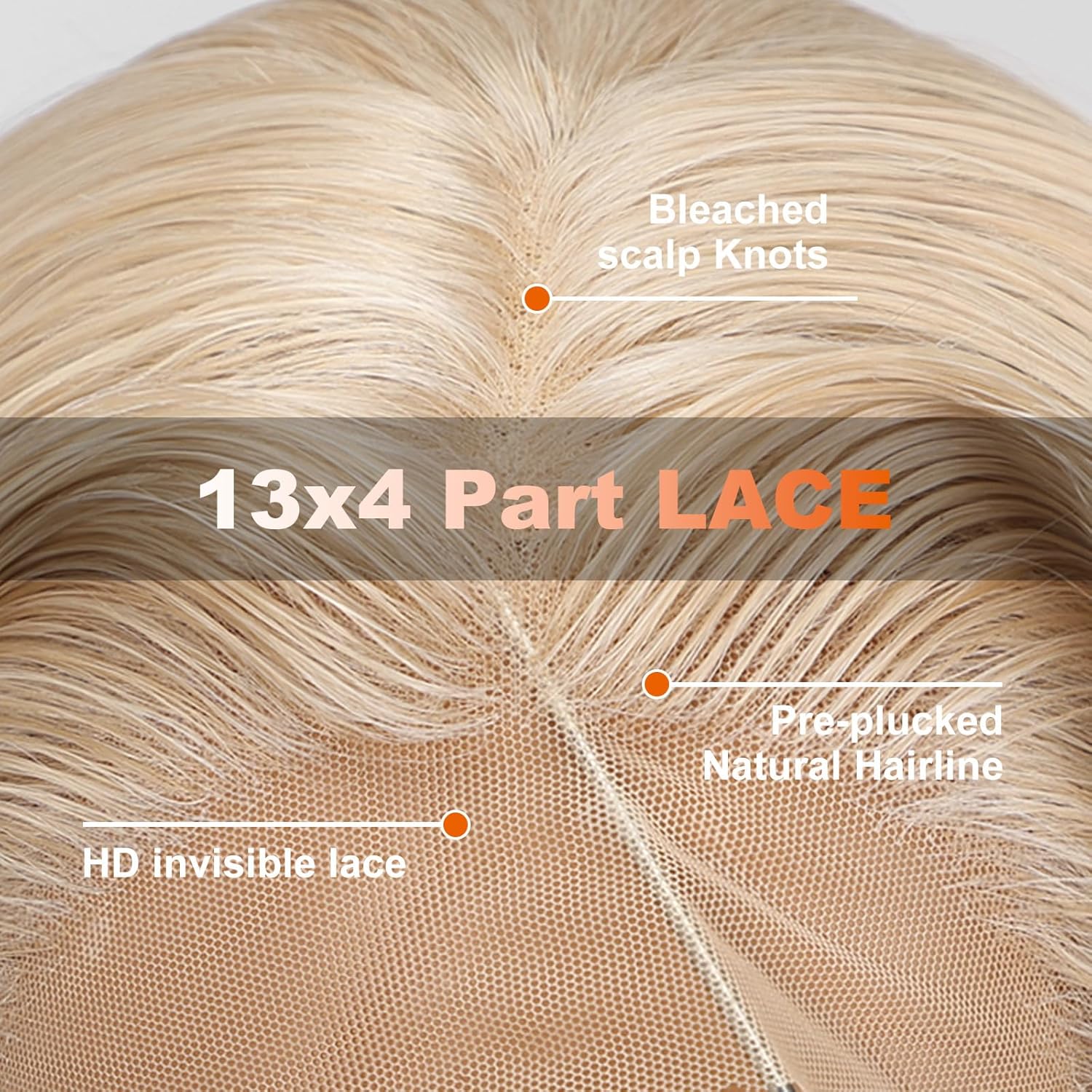 Blonde synthetic lace wig, 13x4 high-definition lace layered wave wig without glue, suitable for women's daily use, 26 inches (approximately 50.6 cm).