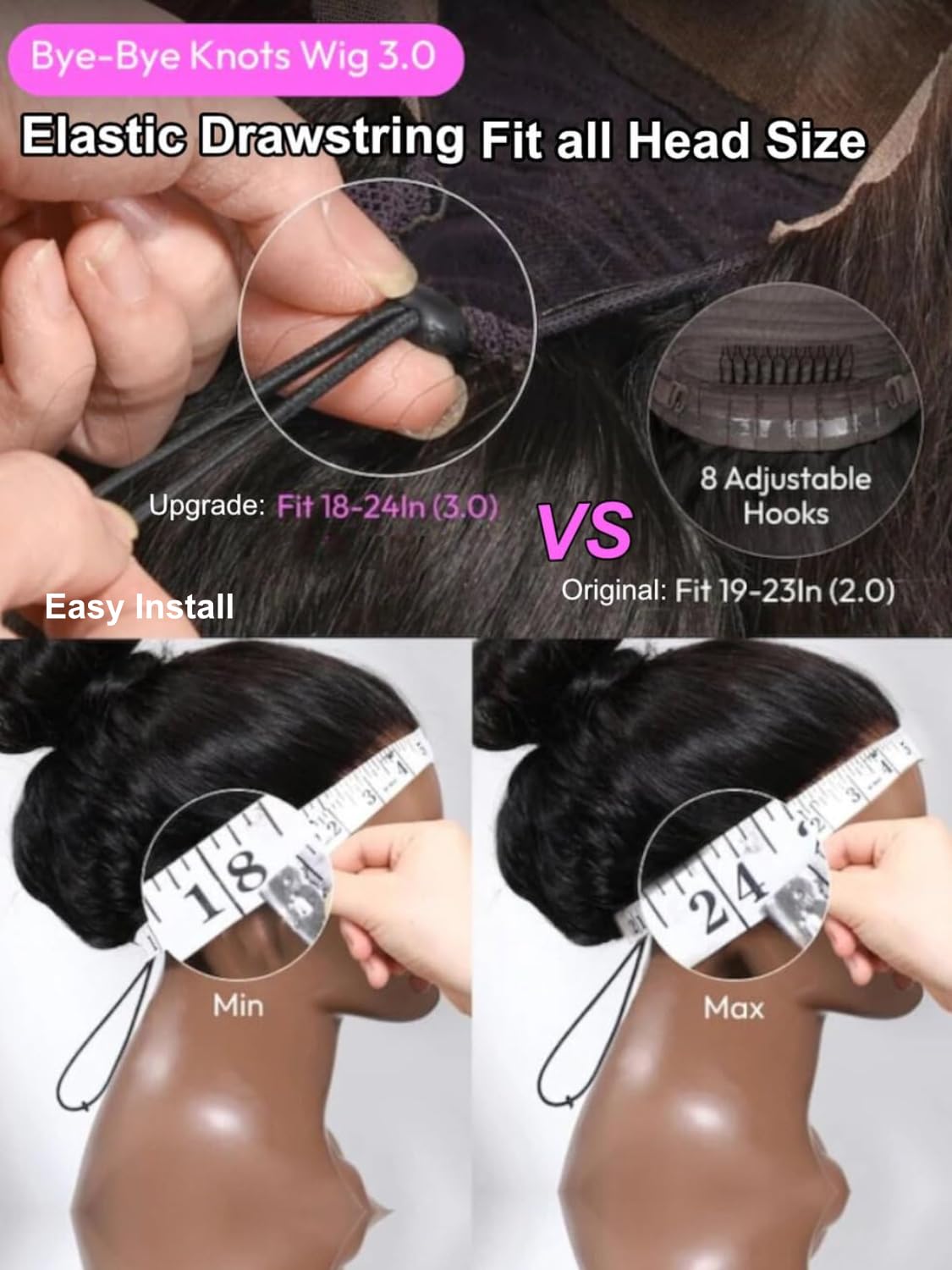 UNICE Bye Bye Bye Knots Wavy Wig 7x5 Pre-cut HD Front Lace Wig with Real Hair and Elastic Drawstring Balayage Brown Glue-free Wig Pre-pulled Bleached Knots Natural Hairline 150% Density 18 inches