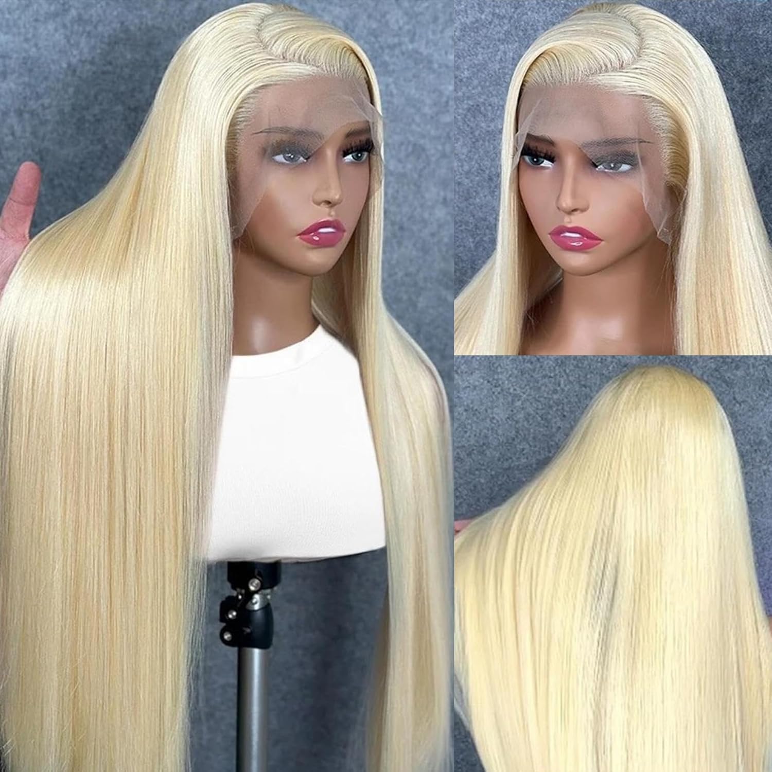BZN 613 13x6 Lace Front Wig, Real Hair, 28 Inches, 200 Density, 613, Lace Front Wig, Golden Straight Real Hair, 613 HD, Lace Front Wig, Pre-Removed Baby Hair