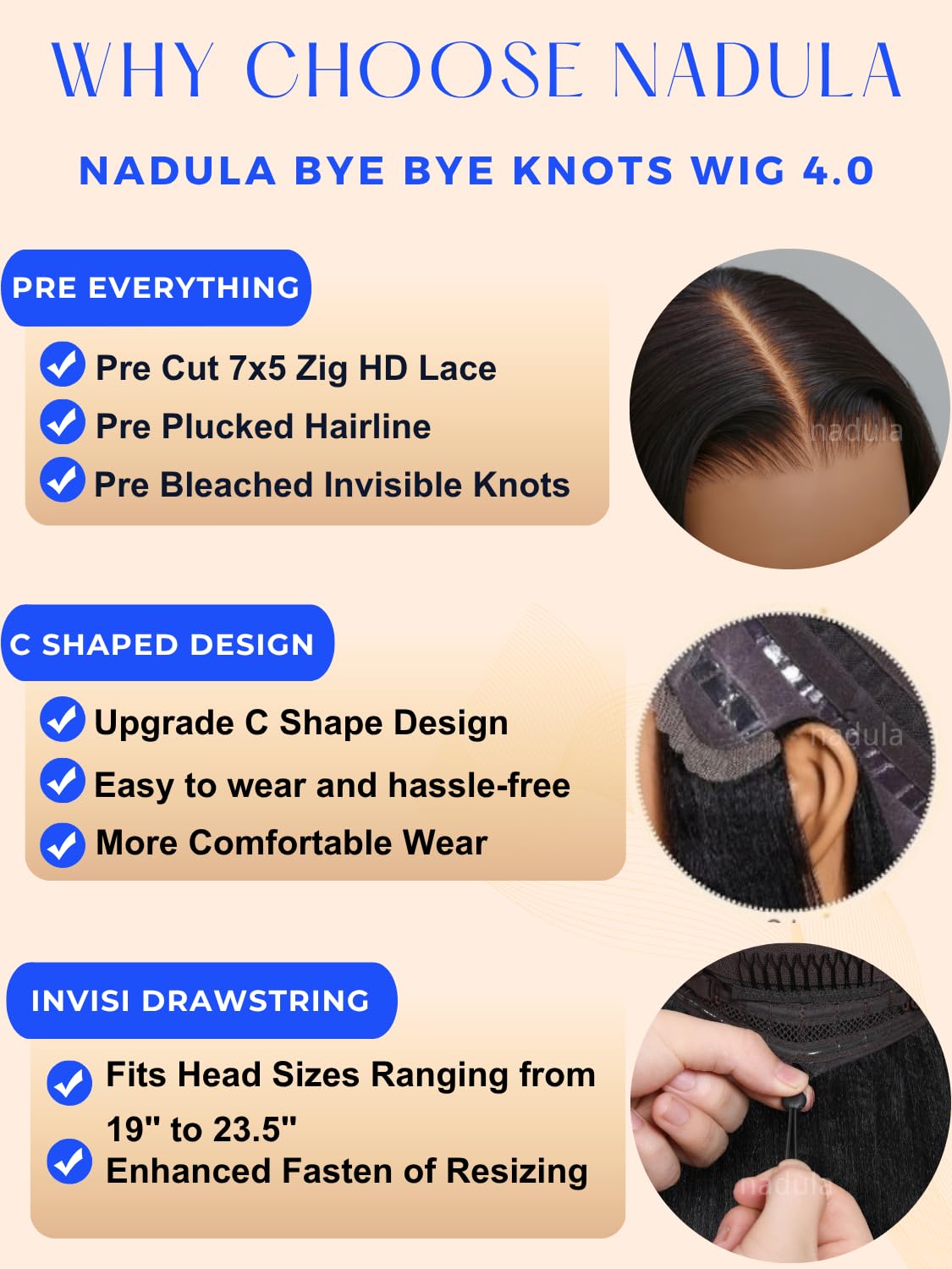 Nadula Glue-Free Goodbye Knot Short Bob Wig with Strap, Real Hair Hairband, Blow-Dry Bangs, Black to Chestnut Brown Gradient, Pre-Cut 7x5 HD Lace Front Wig, Pre-Pulled Bleached Knot, Ready to Wear, 10 Inches (Approx. 25.4 cm).