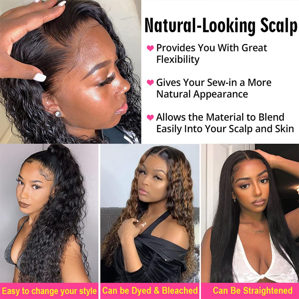 Deep wavy lace front wig, real hair density 180, density 13x4, HD transparent forehead wig, women's deep curly wig, glue-free, real hair, pre-plucked, contains baby hair, natural black, 20 inches.