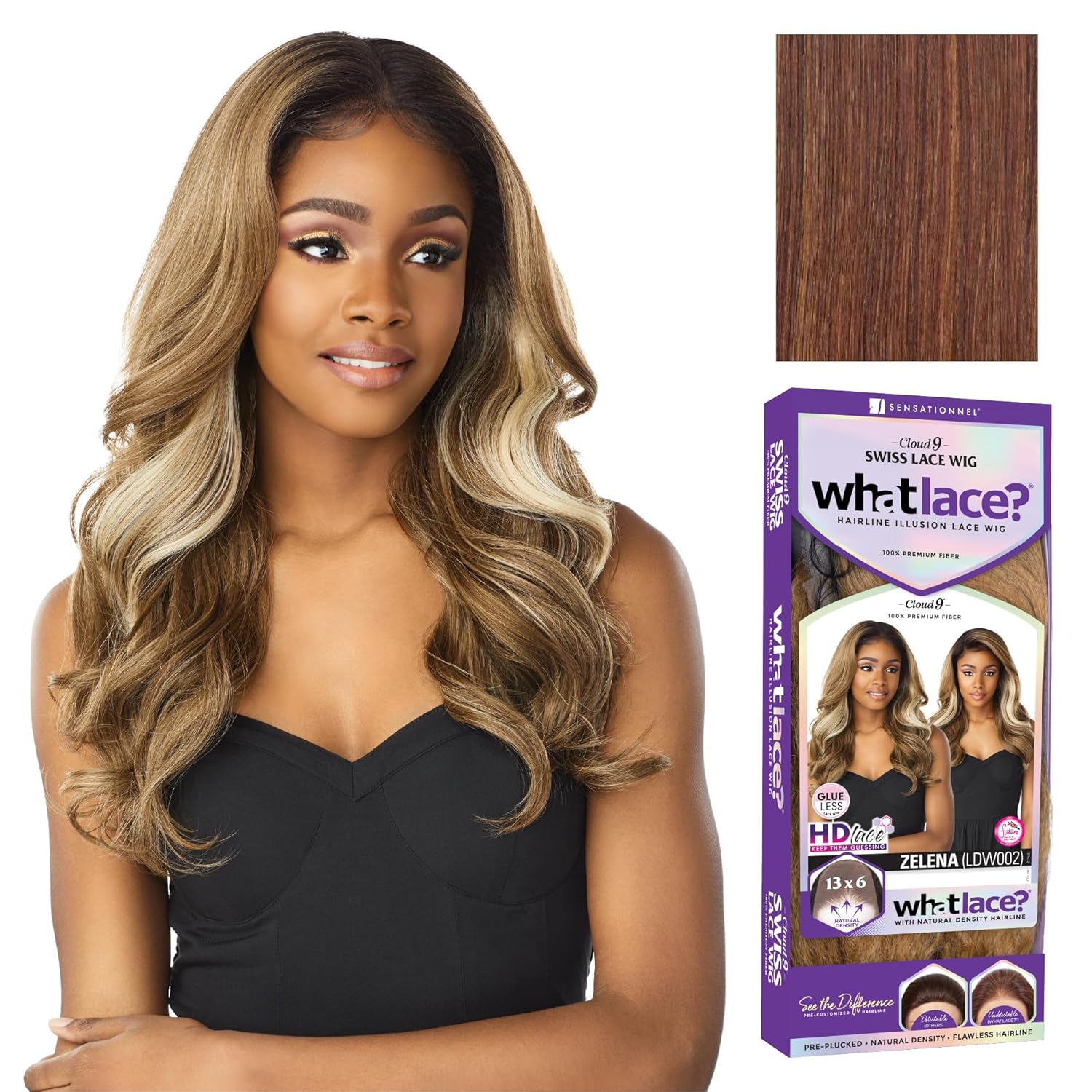 Sensationnel What Lace 13X6 Wig - Zelena Lacefrontal, hand-tied, glue-free synthetic, natural density pre-pulled hairline (FLAMBOYAGECHOCOLATE).
