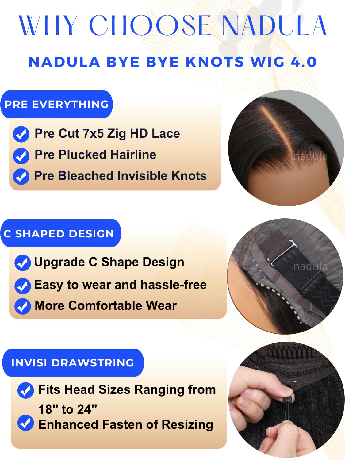Nadula Yaki Straight Bob Drawstring Wig, Real Hair, Glue-Free, Pre-cut 7x5 HD Bye Bye Knots Lace Front Wig, Real Hair, Pre-picked Invisible Knots, Short Yaki Bob Wig, 150% Density, 12 Inches (approx. 30.5 cm).