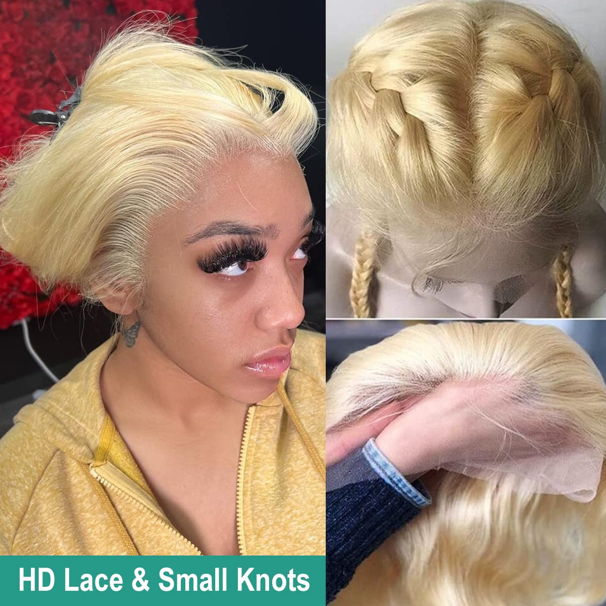 26-inch 613 HD Lace Front Wig - Straight Gold Lace Front Wig - Pre-extruded, Glue-free 613 Gold Lace Front Wig - Real Hair 13x4 Straight Hair