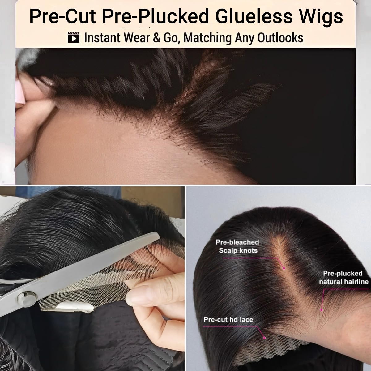 Gradient highlight wearable and glue-free wig, curly, 4/27 honey blonde glue-free wig, real hair pre-plucked and pre-cut, 6x4 high-definition lace front wearable wig 200% density 24 inches (approx. 60.0 cm)
