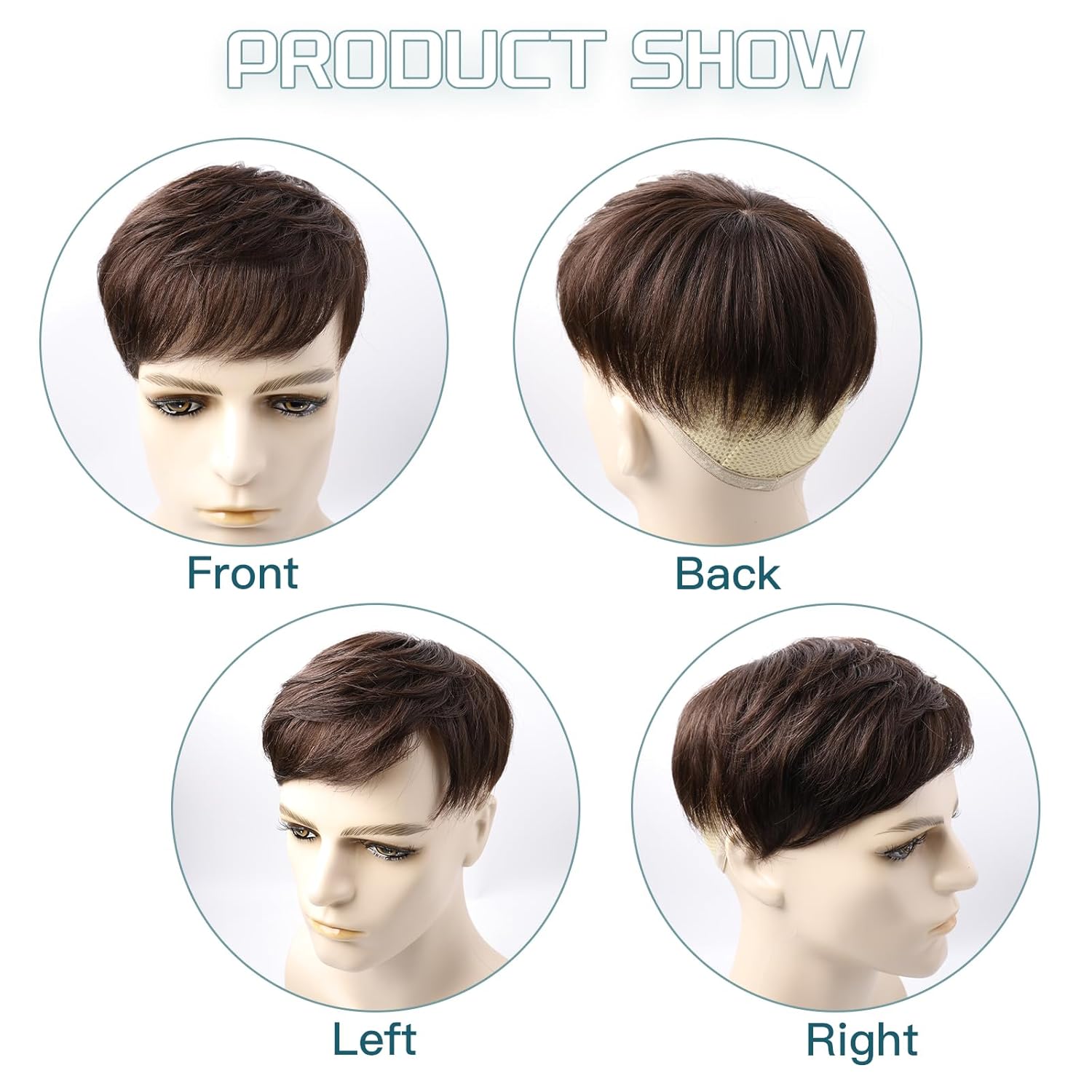 Toupee for Men Human Hair Men‘s Black Wig Short Straight Fluffy Realistic Hair Wig Thin Skin Daily Party Costume Wigs for Male Guy (dark brown)。