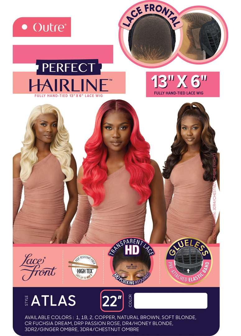 Outre Lace Front Wig - Perfect Hairline 13X6 - Atlas (3DR4/CHESTNUT OMBRE)