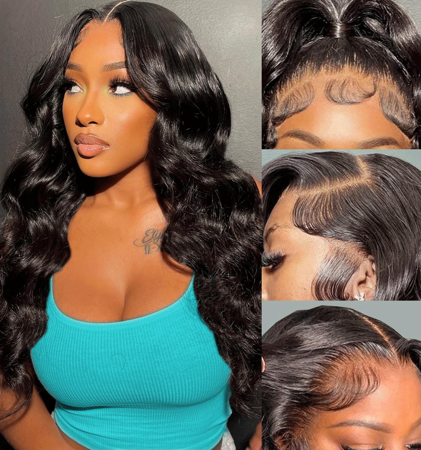 Worldnewhair 13x6 Lace Front Wig with Wavy Body, 24 Inches - 200% Density, Glue-Free, Real Hair, 13x6 Lace Front Wig, Suitable for Black Women