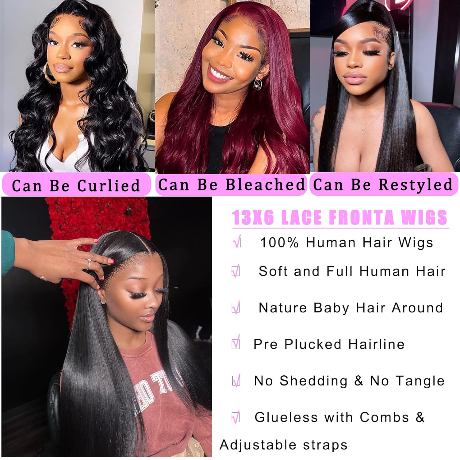 13x6 Lace Front Wig for Women, Real Hair, 180 Density, HD, Transparent, 28 Inch Straight Lace Front Wig, Real Hair, Pre-Pulled, Glue-Free, Natural Black.